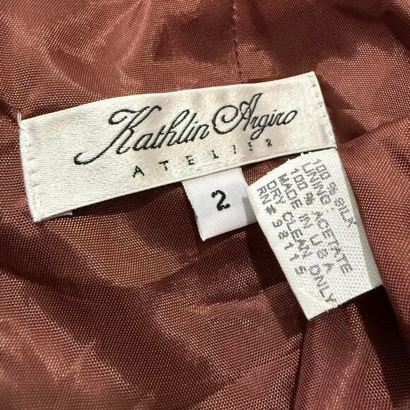 VTG 90s Kathlin Argiro Brown Cheetah Print Silk Rhinestone Fitted Sheath Dress 2 - Picture 7 of 7